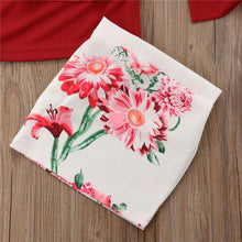 Load image into Gallery viewer, Solid Color Ruffles T-shirt Tops + High Waist Floral Skirt + Headband