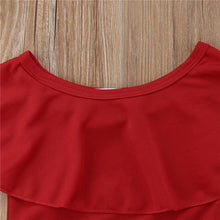 Load image into Gallery viewer, Solid Color Ruffles T-shirt Tops + High Waist Floral Skirt + Headband