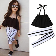 Load image into Gallery viewer, Kid Strap Tops+Striped Pants