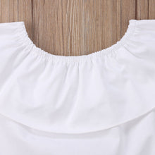 Load image into Gallery viewer, White Top Ruffles+Denim Floral Lace Pant